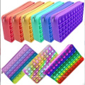 Cheap wholesale cute popular bubble stationery pencil case silicone strap with zipper for children and students